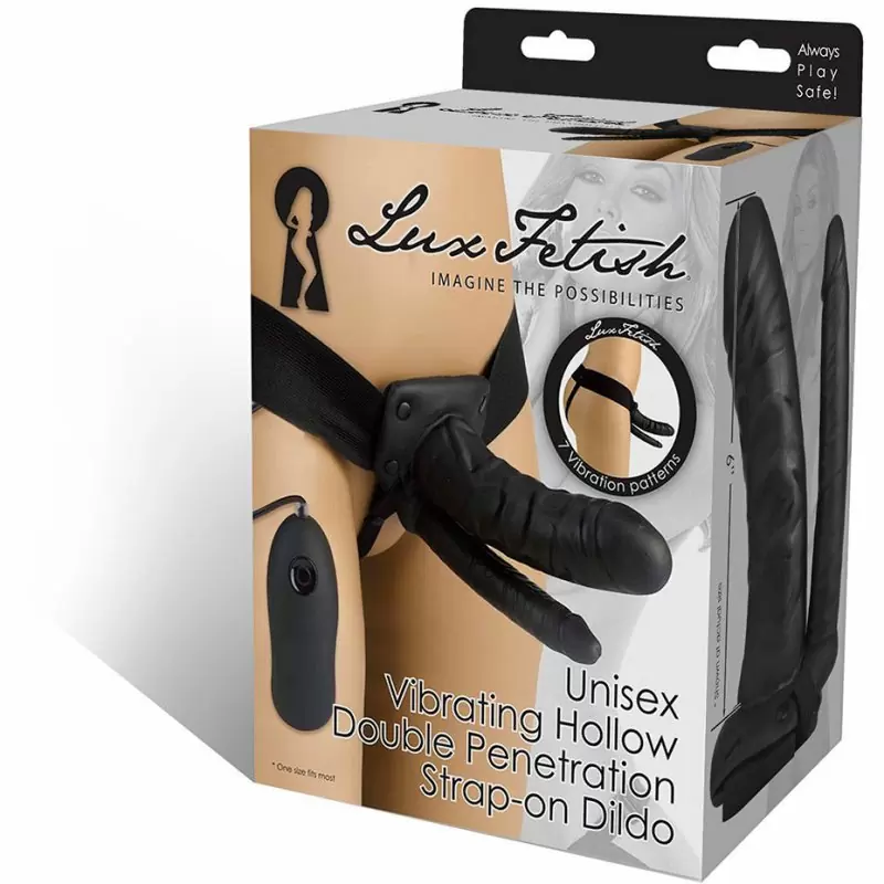 Вибрирующий полый фаллоимитатор с двойным проникновением Lux Fetish