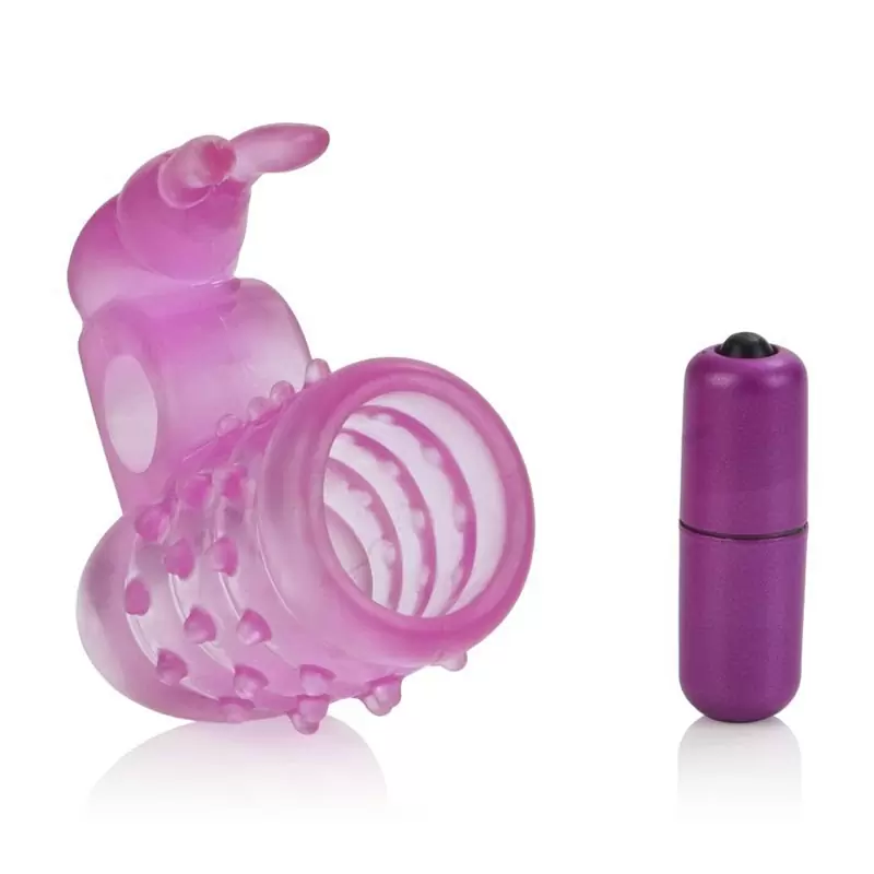 Стимулирующая насадка Basic Essential Stretchy Vibrating Bunny Enhancer – розовый