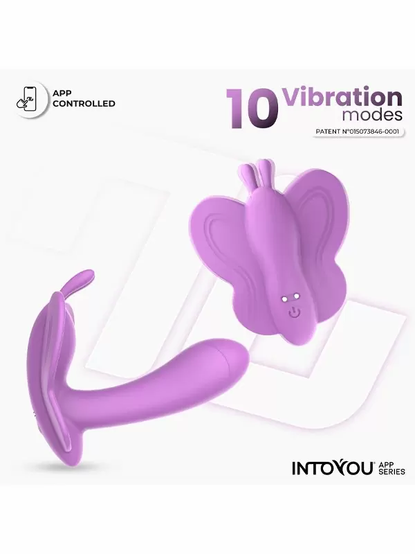 Носимый вибратор LoveCherry Wingy, 10 режимов, в форме бабочки, силикон, сиреневый