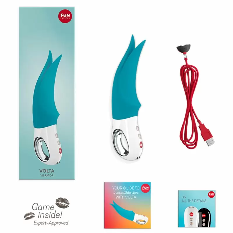 Универсальный вибратор Fun Factory Volta со стимулирующими лепестками, 12 режимов, с функцией блокировки, бирюзовый