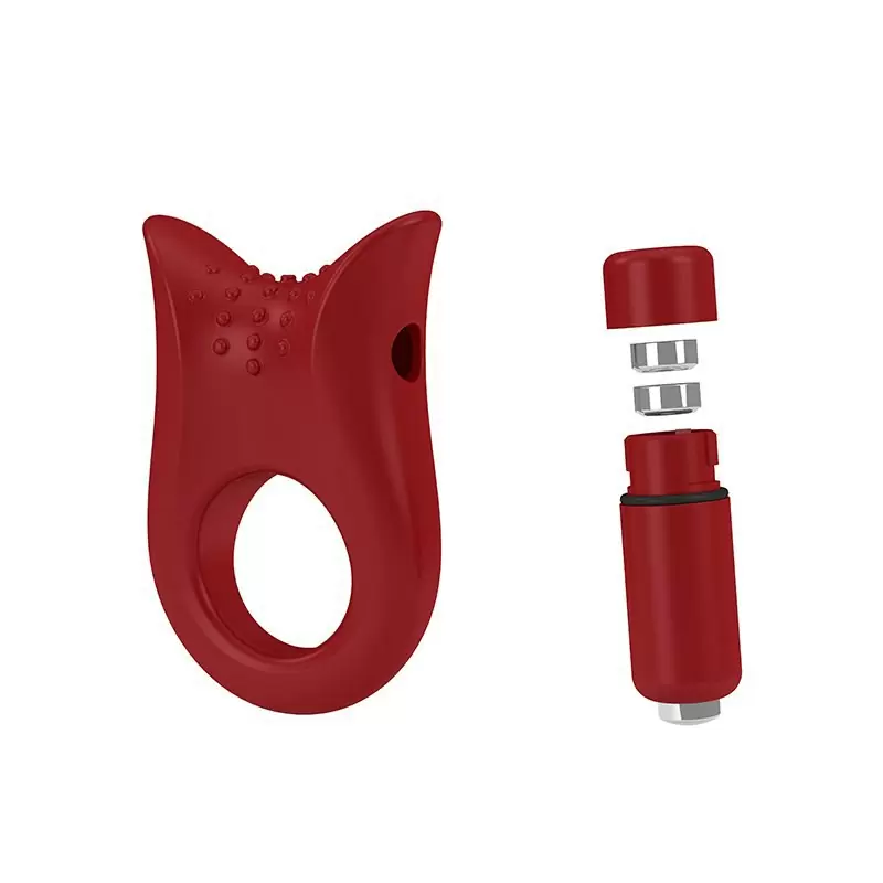 Красное, текстурированное эрекционное виброкольцо Ovo B2 диаметром 5,1 см