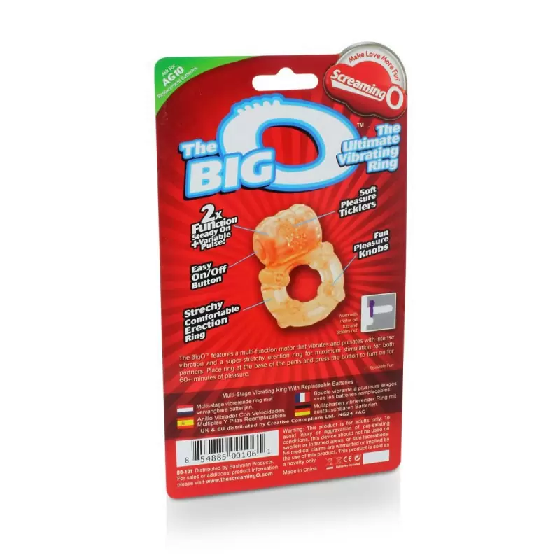 Эрекционное кольцо с вибрацией Screaming O Big O – телесный