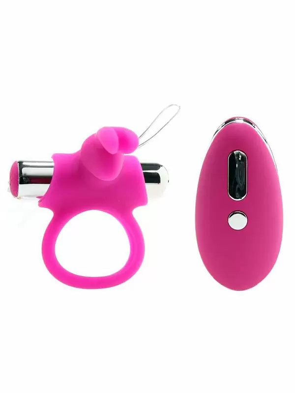 Эрекционное виброкольцо Happy Rabbit, с пультом Д/У, стимуляция клитора, фиолетовое