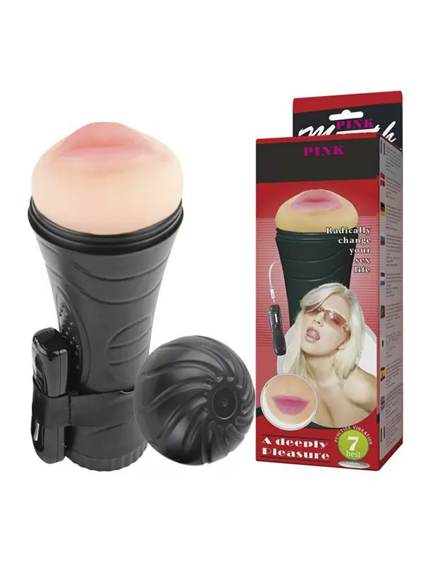Мастурбатор ротик в футляре Pink Mouth с вибрацией – телесный