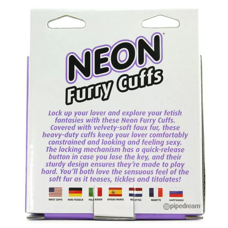 Меховые наручники Neon Furry Cuffs – фиолетовый