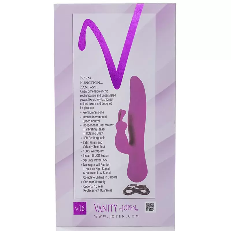 Вибромассажер Vanity Vr16 со стимулятором клитора в форме кролика  – фиолетовый