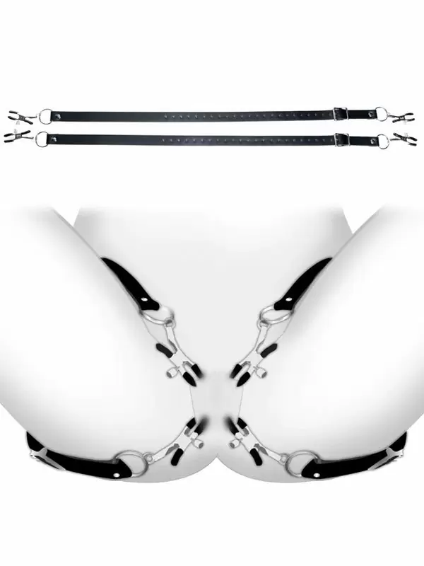 Расширяющие ремни Master Series с зажимами для половых губ, черные