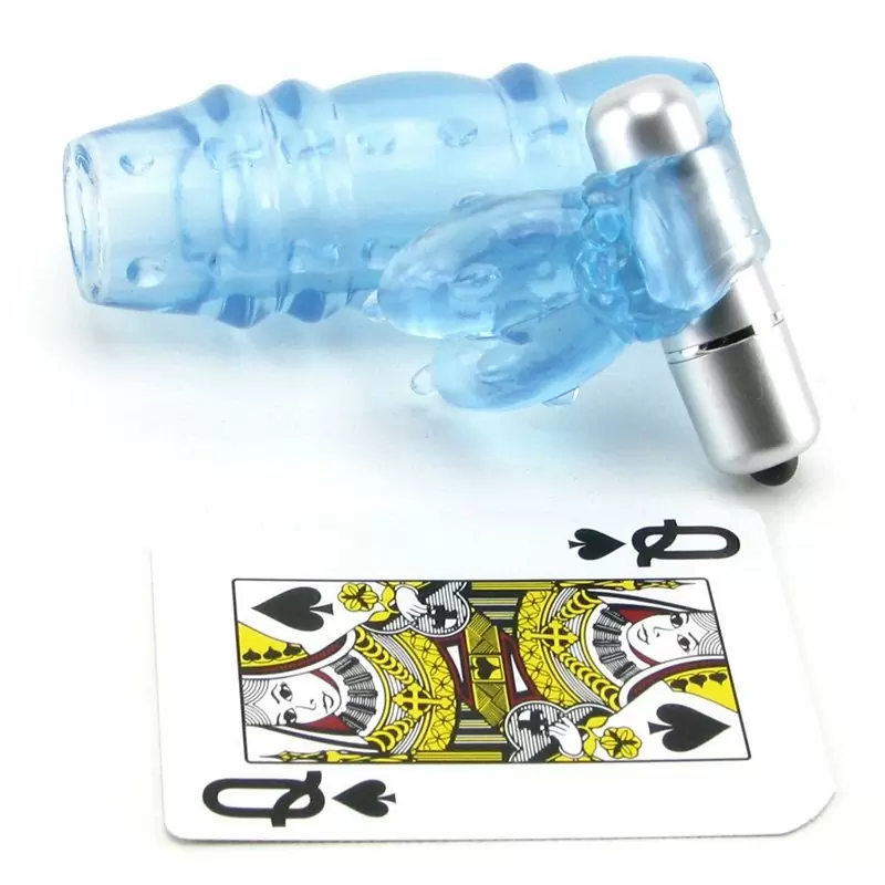 Насадка на пенис со стимулятором клитора 3-Way Double Dolphin – голубой