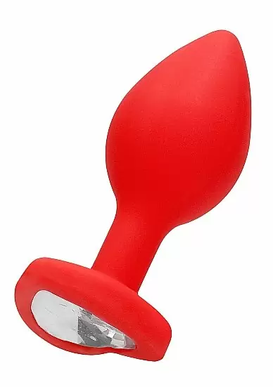 Анальная пробка из силикона Diamond Heart Butt Plug - Large - Red