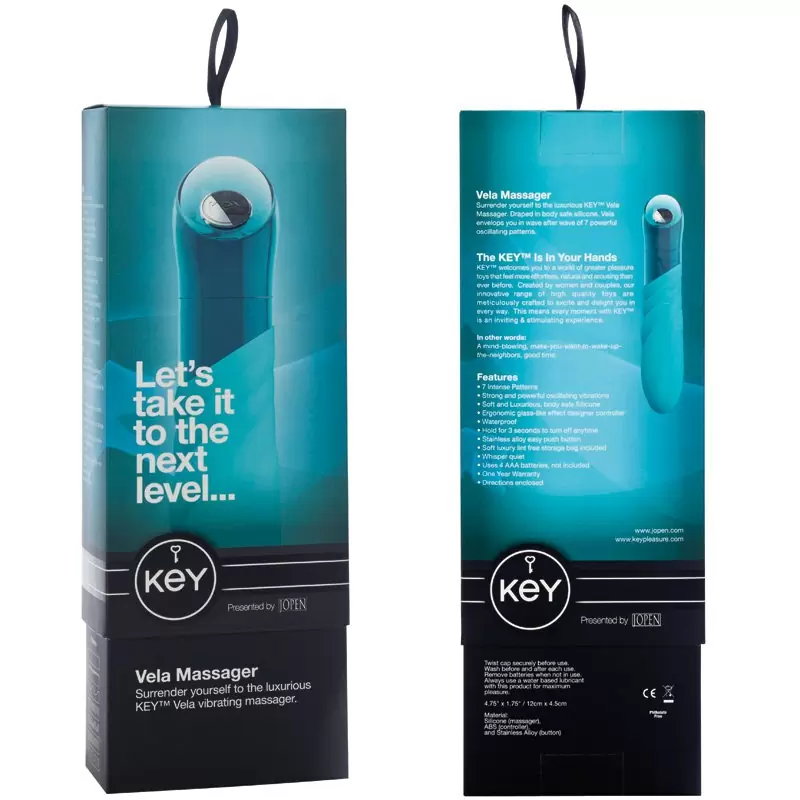 Дизайнерский вибратор Vela с элегантным рельефом - Blue