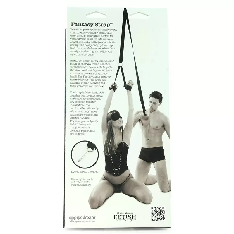 Фиксатор с наручниками и креплением для потолка Fantasy Strap – черный