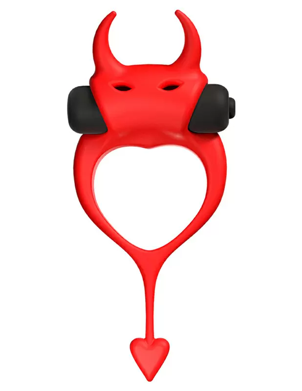 Необычное эрекционное виброкольцо Adrien Lastic Devol Cockring Маленький Демон, 10,8 см, диаметр 4,2 см, силикон, красный