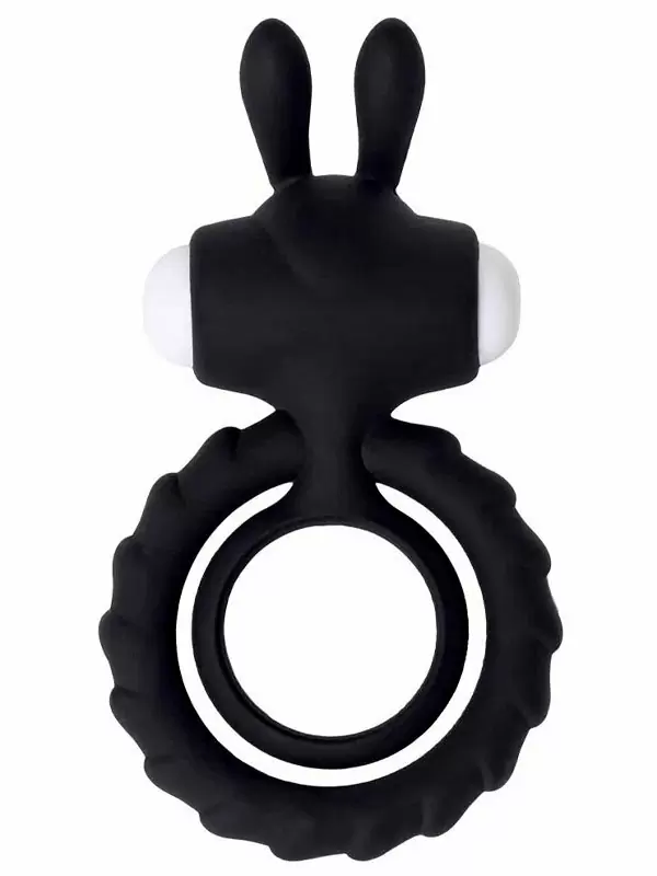Необычное эрекционное кольцо JOS Bad Bunny, с вибропулей, силикон, 9 см, черное