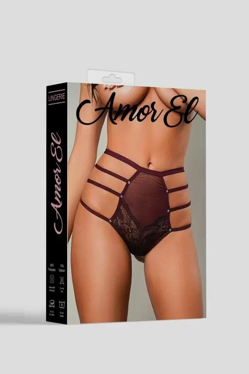 Трусики с высокой посадкой, Amor El, размер М, темные красно-пурпурные