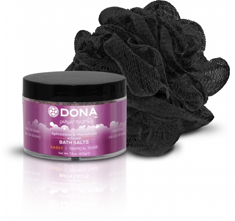 Подарочный набор Dona Be Desired Sassy: соль с феромонами и мочалка – тропический, 215 г