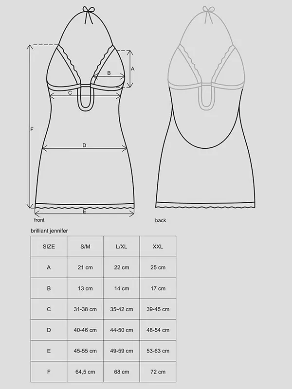 Черная кружевная сорочка с глубоким вырезом и трусики-стринг Brilliant Jennifer (Obsessive) – XXL