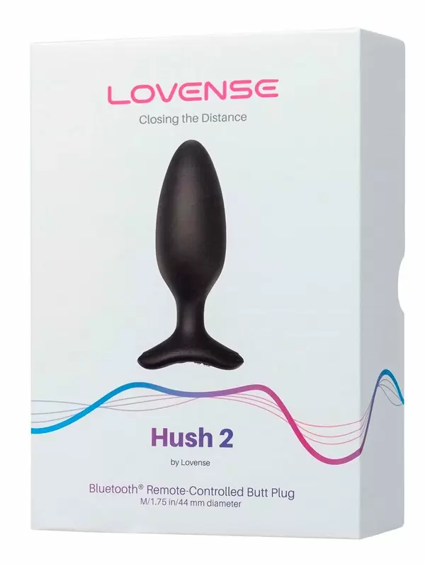 Инновационная анальная вибропробка, LOVENSE Hush 2, 15 см, управление через приложение, 7 режимов, размер M, черный