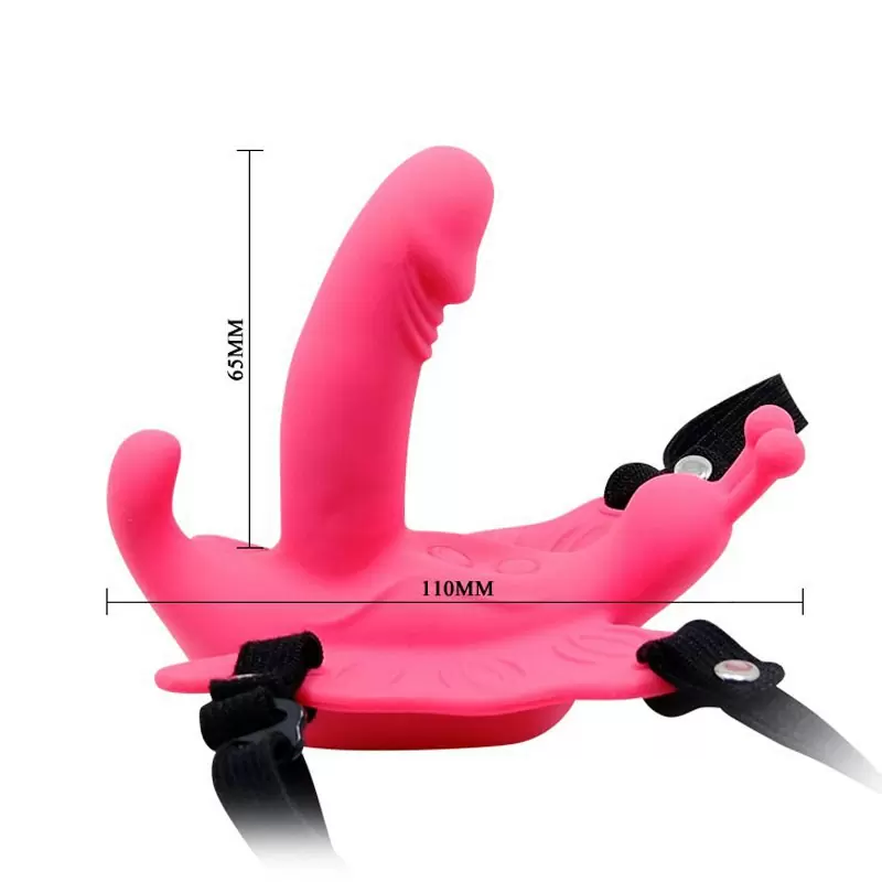 Клиторальный вибростимулятор-бабочка на ремешках Ultra Passionate – розовый