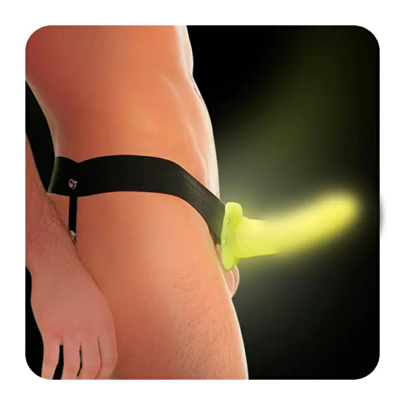 Светящийся страпон с полым стимулятором Beginner's Hollow - Glow