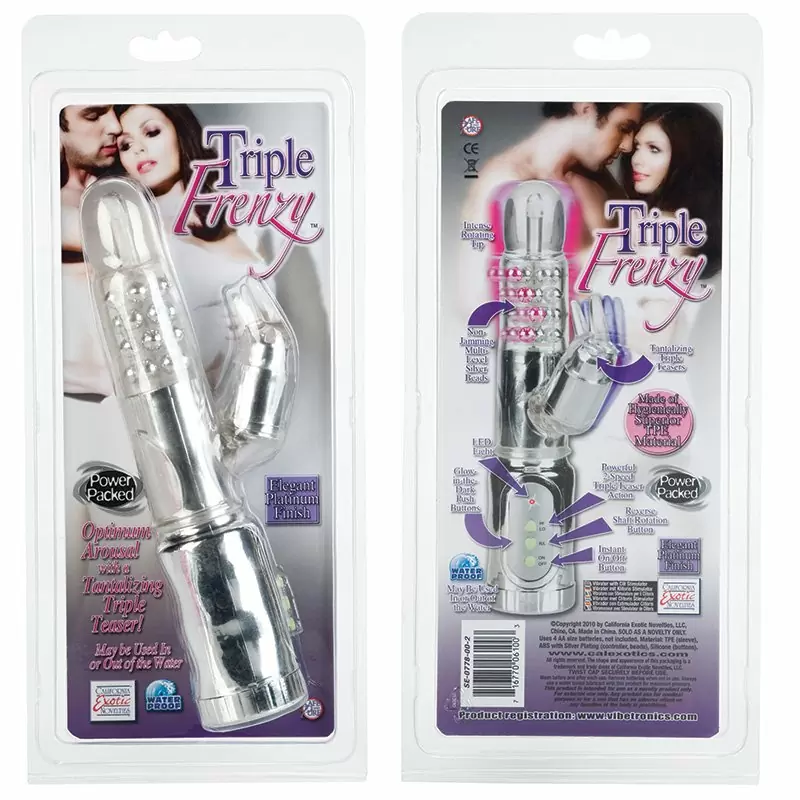 Классический Хай-Тек вибромассажер Triple Frenzy – серебристый