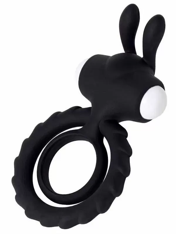 Необычное эрекционное кольцо JOS Bad Bunny, с вибропулей, силикон, 9 см, черное