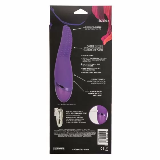 Ребристый стимулятор клитора AURA TICKLER, 12 режимов, 17,3 см, силикон, фиолетовый