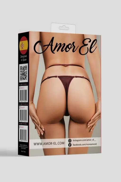 Трусики-танго Amor El бордового цвета с декоративной резинкой размера S
