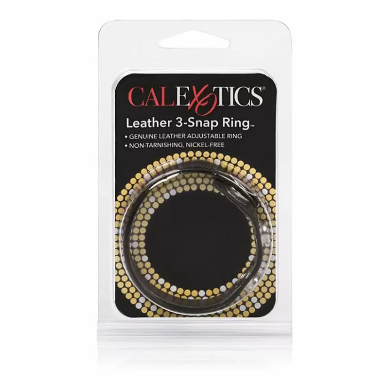 Кожаное кольцо на пенис 3-Snap Ring – черный