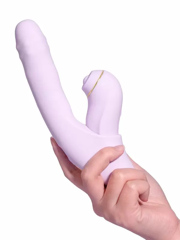 Модульный вибратор-кролик Svakom DuoGlow, 19,6 см, со съёмным клиторальным пульсатором, с функцией нагрева, лиловый