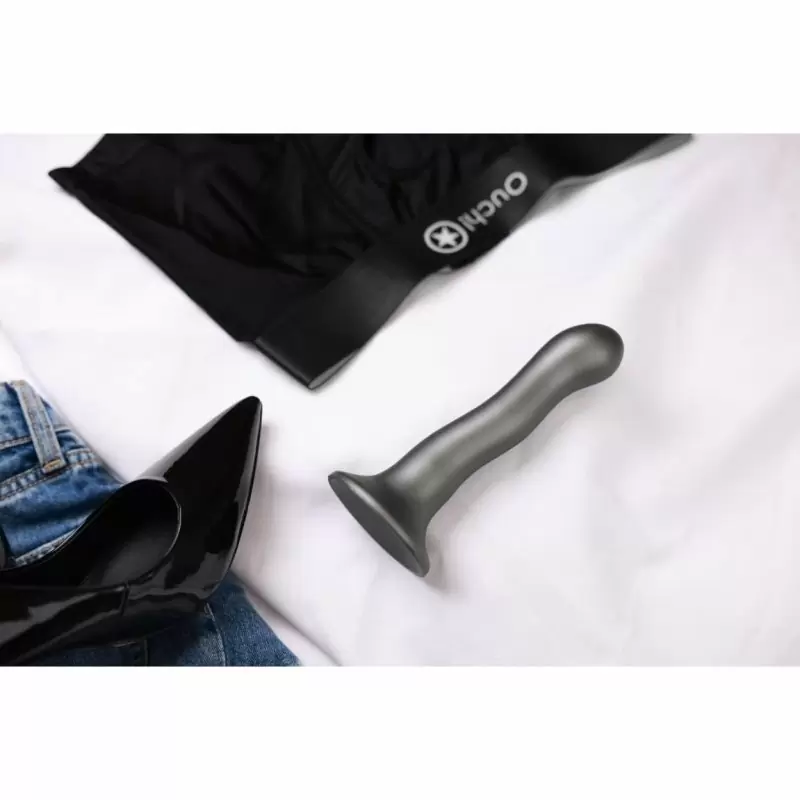 Изогнутый фаллоимитатор Shots toys Ultra Soft, 18 см, силикон, серый 