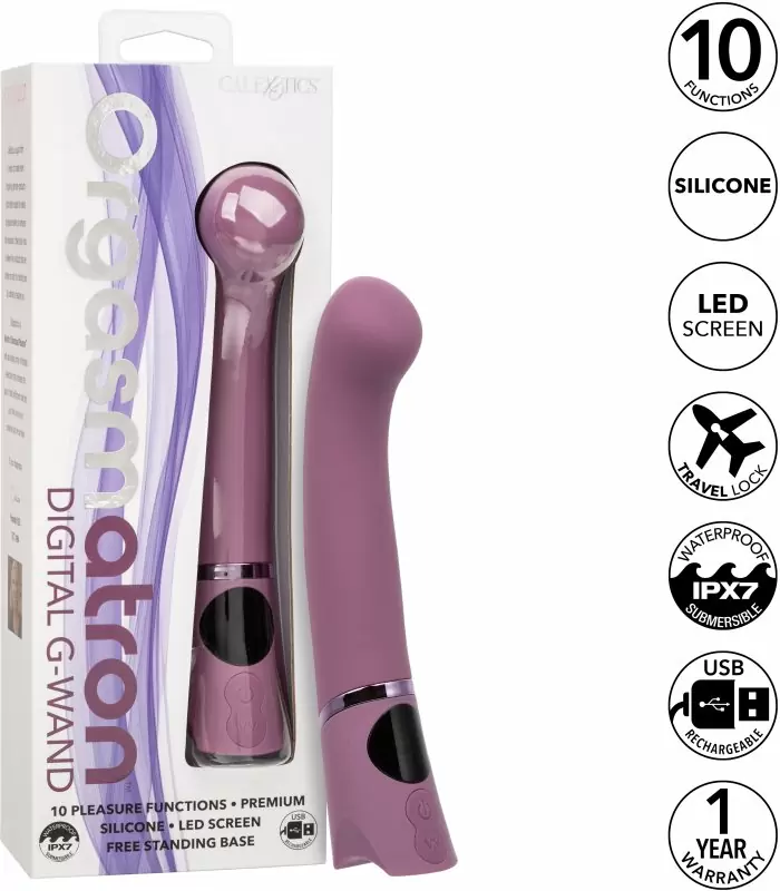 Изогнутый вибратор ORGASMATRON DIGTL G-WND, 19,75 см, силикон, фиолетовый