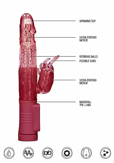 Вибратор кролик Rotating Beetle - красный