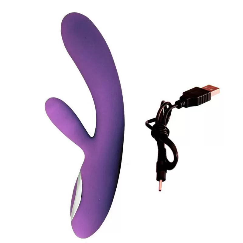 Вибромассажер для двойной стимуляции Alpha с подогревом – фиолетовый