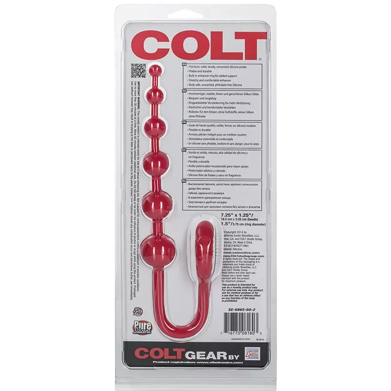 Анальная цепочка Colt Buddy Balls с эрекционным кольцом – красная