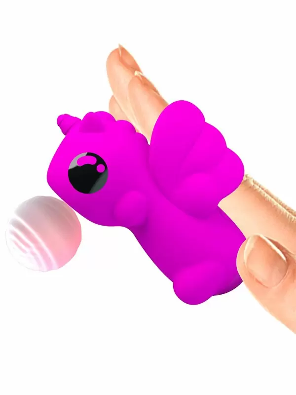 Вакуумный мини-стимулятор клитора Baile Magic Unicorn, на палец, 7,5 см, 10 режимов, в форме единорога, пурпурный