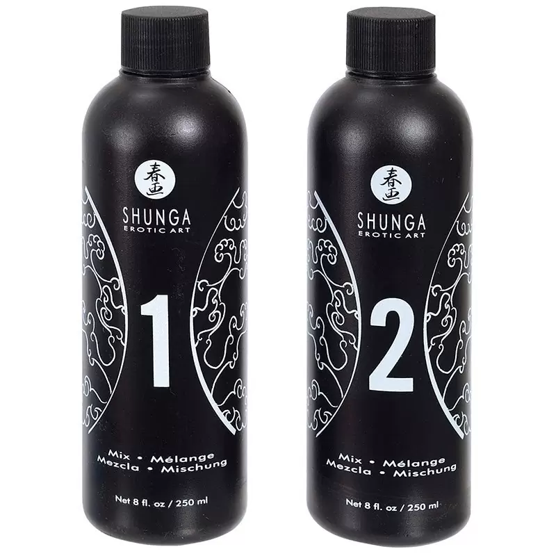 Набор для эротического массажа Shunga «Восточная схватка» Дыня-Манго – 2 х 225 мл