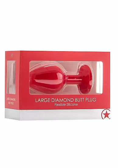 Анальная пробка с кристаллом Regular Diamond Butt Plug (Large) красная