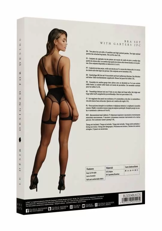 Эротический комплект из бра и высокими трусиками с гартерами. - S/XL