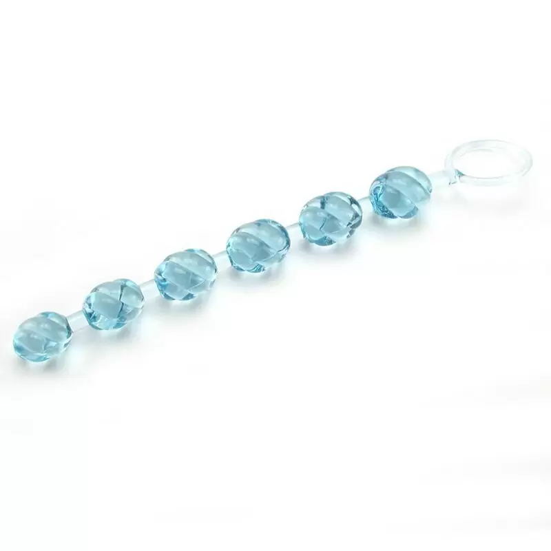 Анальная цепочка Swirl Pleasure Beads со спиралевидным рельефом – голубой