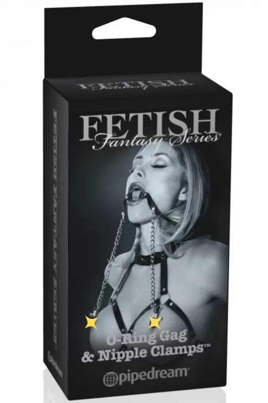 Кляп с зажимами для сосков O-Ring Gag & Nipple Clamps