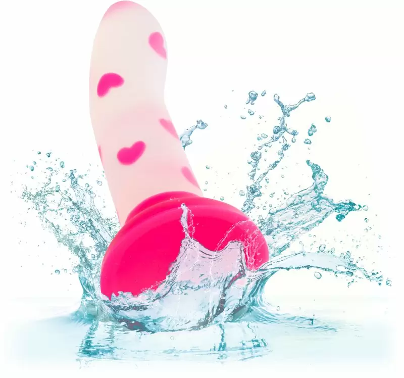 Светящийся фаллоимитатор California Exotic Novelties Glow Stick Heart, 15,2 см, силикон, белый с розовым