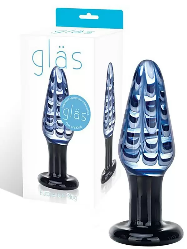 Гламурная анальная пробка Europa с узорами – синий