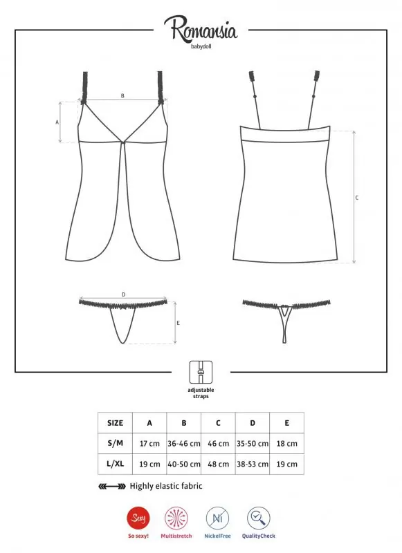 Полупрозрачный красный беби долл и трусики Romansia (Obsessive) – L/XL