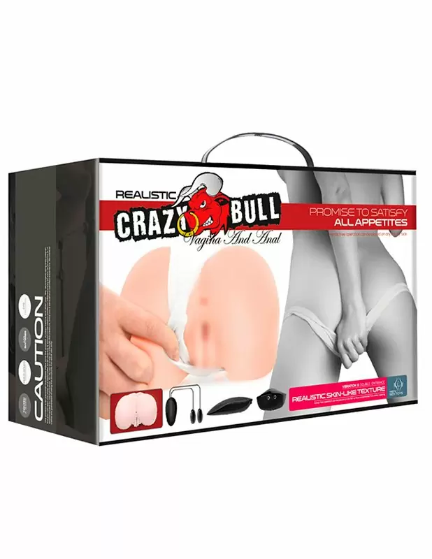 Реалистичный мастурбатор Baile Crazy Bull Promise to Satisfy, вагина-анус догги-стайл, 16 см, 5 скоростей, телесный