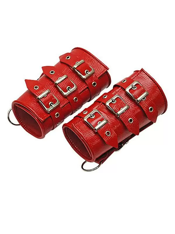 Кожаные манжеты Sitabella широкие – красный