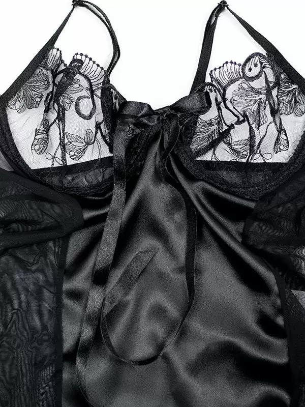 Роскошная черная сорочка со шнуровкой на спине Anais Splash и трусики – L