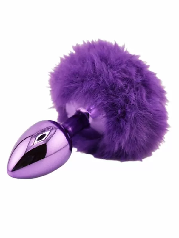 Фиолетовая анальная пробка с фиолетовым заячьим хвостиком, размер S, Kanikule