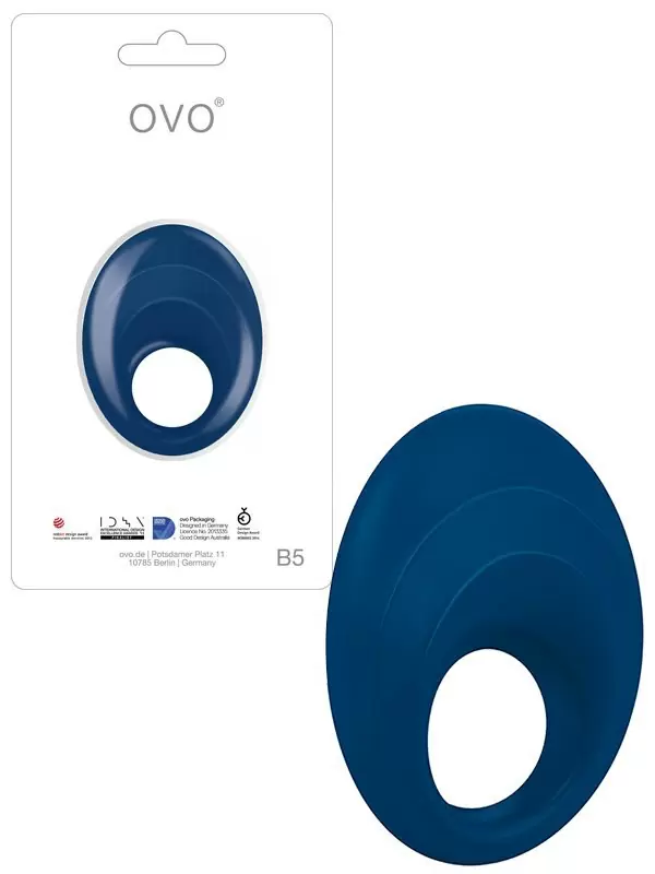 Эрекционное виброкольцо Ovo B5 с рельефным стимулятором клитора – синий