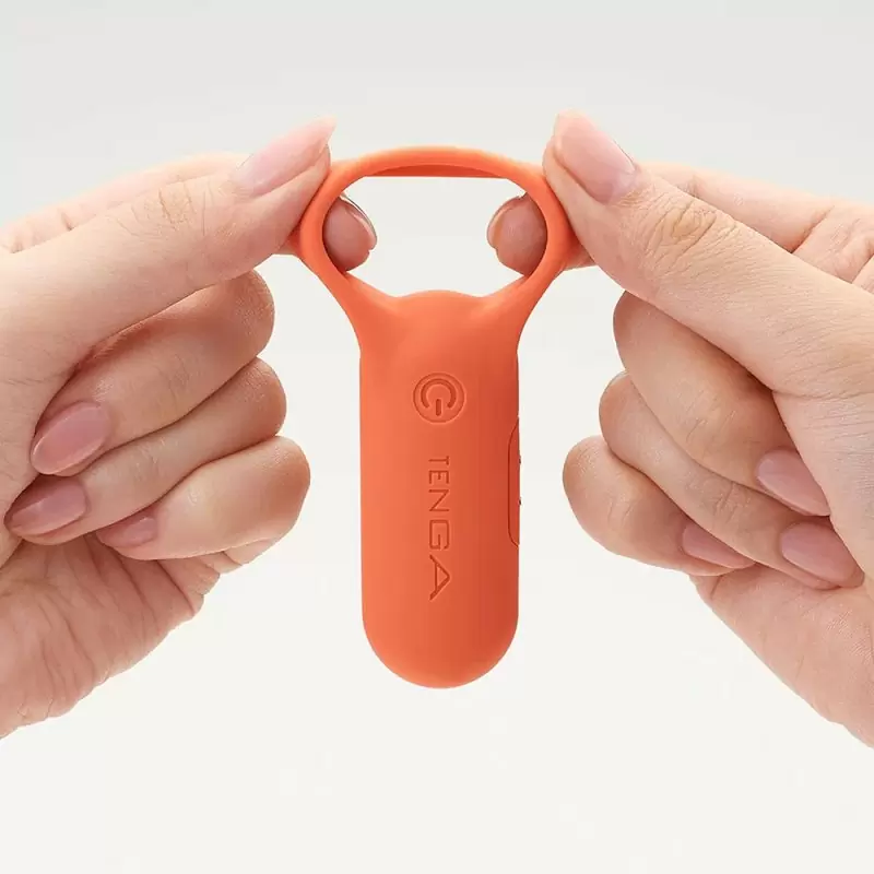 Эрекционное кольцо Tenga paiRING+ с усиленной вибрацией, коралл