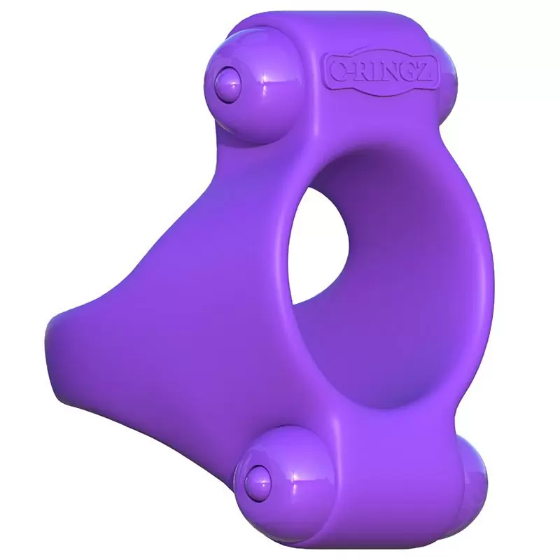 Эрекционное кольцо Squeeze Play Couples Ring с 2-мя виброэлементами – фиолетовый